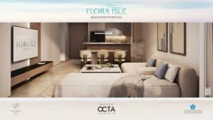 Flora Isle 2BR Living Room Dusk