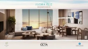 Flora Isle 3BR Living Room Dusk